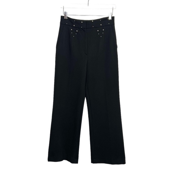 Sandro Paris Embellished Black High Rise Women’s Wide Leg Pants Sz 40 - Picture 1 of 13